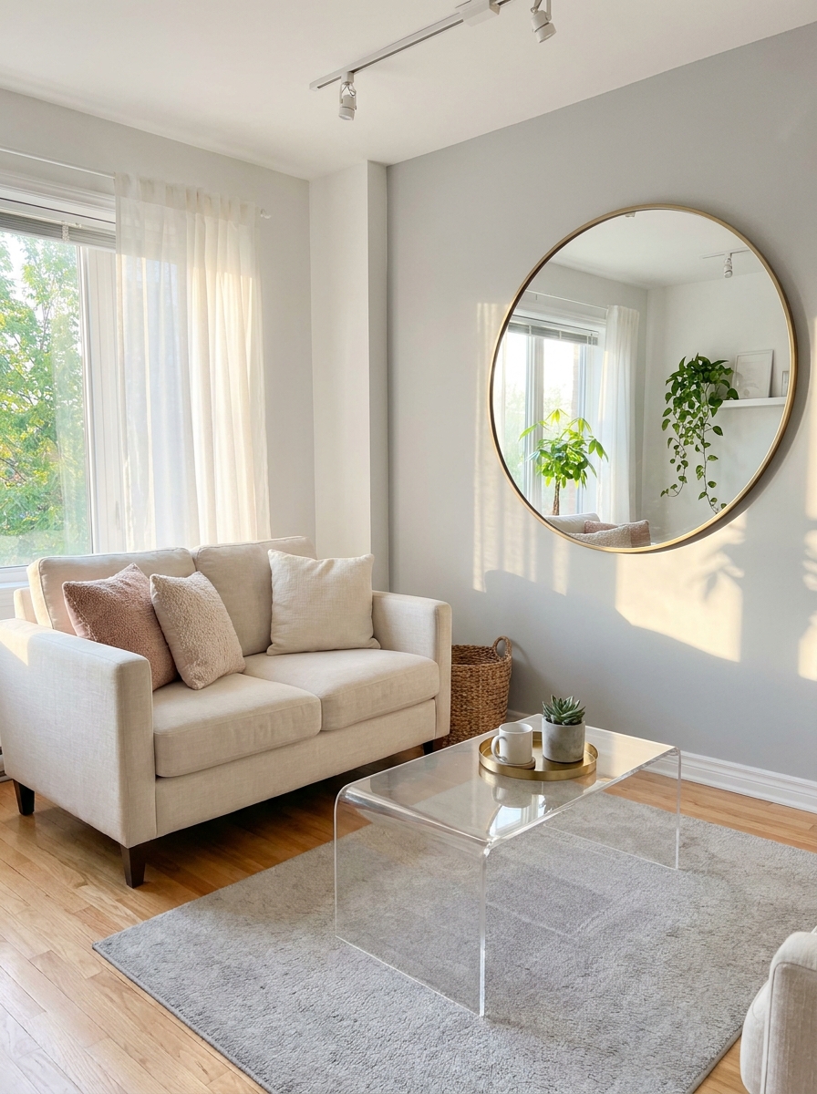 Hang a Large Statement Mirror Opposite a Window