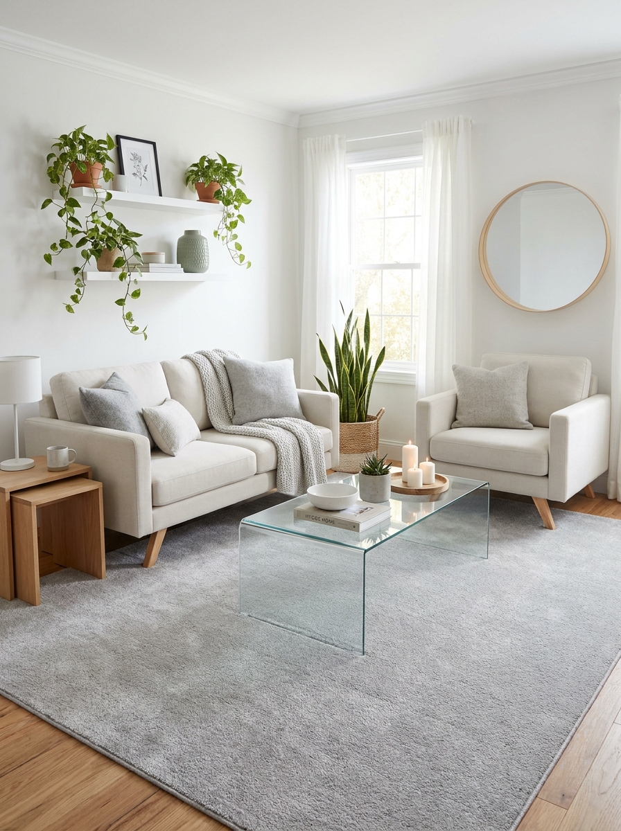 Use One Large Rug Instead of Multiple Small Ones