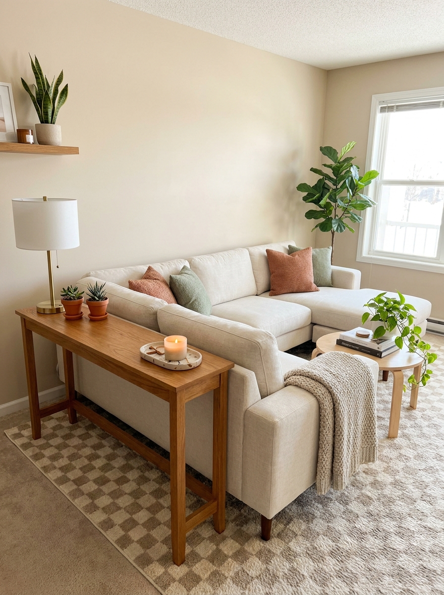 Add a Narrow Console Table Behind the Sectional