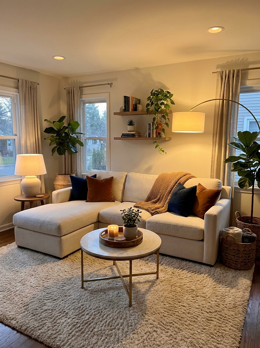 Layer Your Lighting Around the Sectional