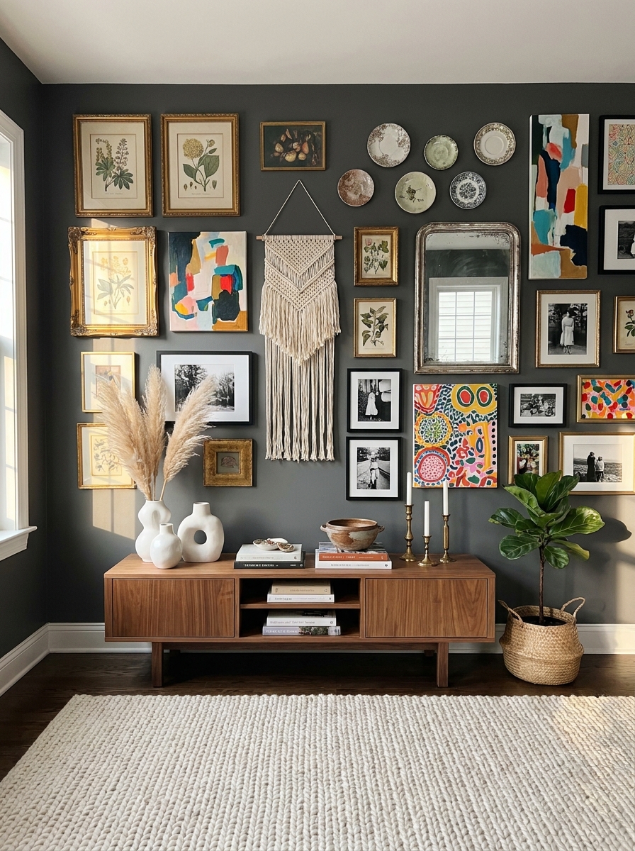 Maximalist Gallery Walls with Mixed Media