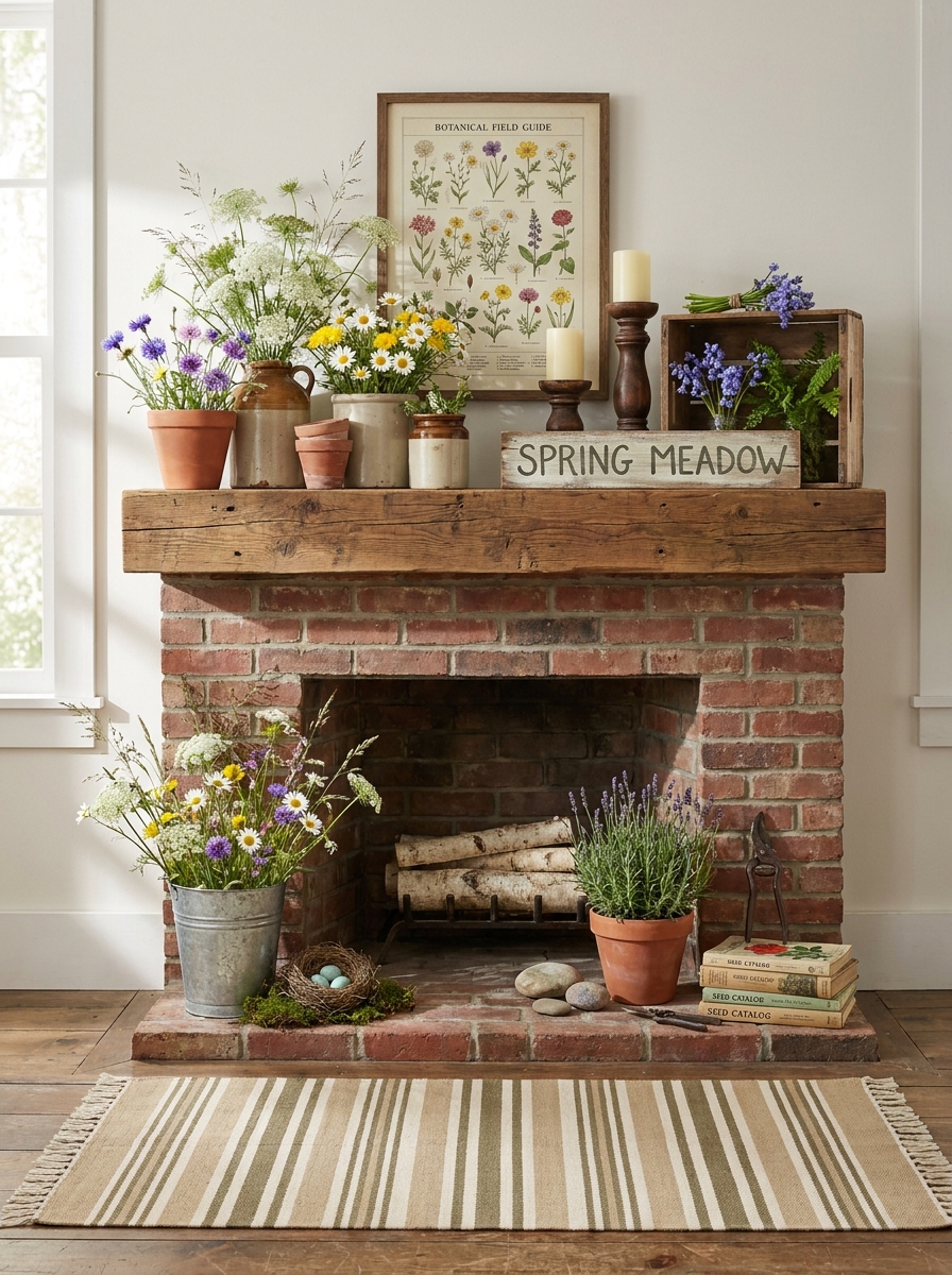 Wildflower Meadow with Terracotta and Rustic Wood
