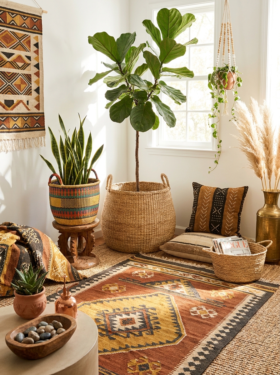 Greenery in Handwoven Planters