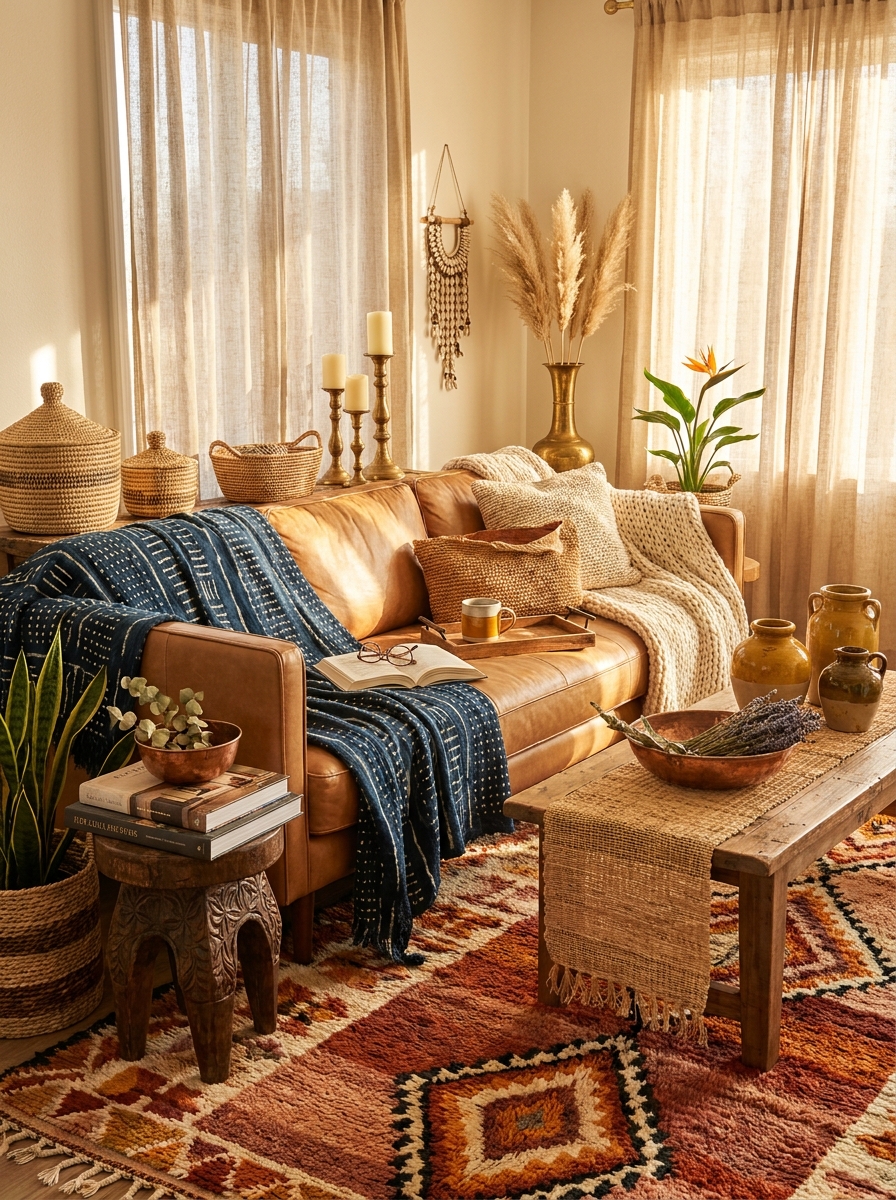 Layered Textiles in Rich Earth Tones