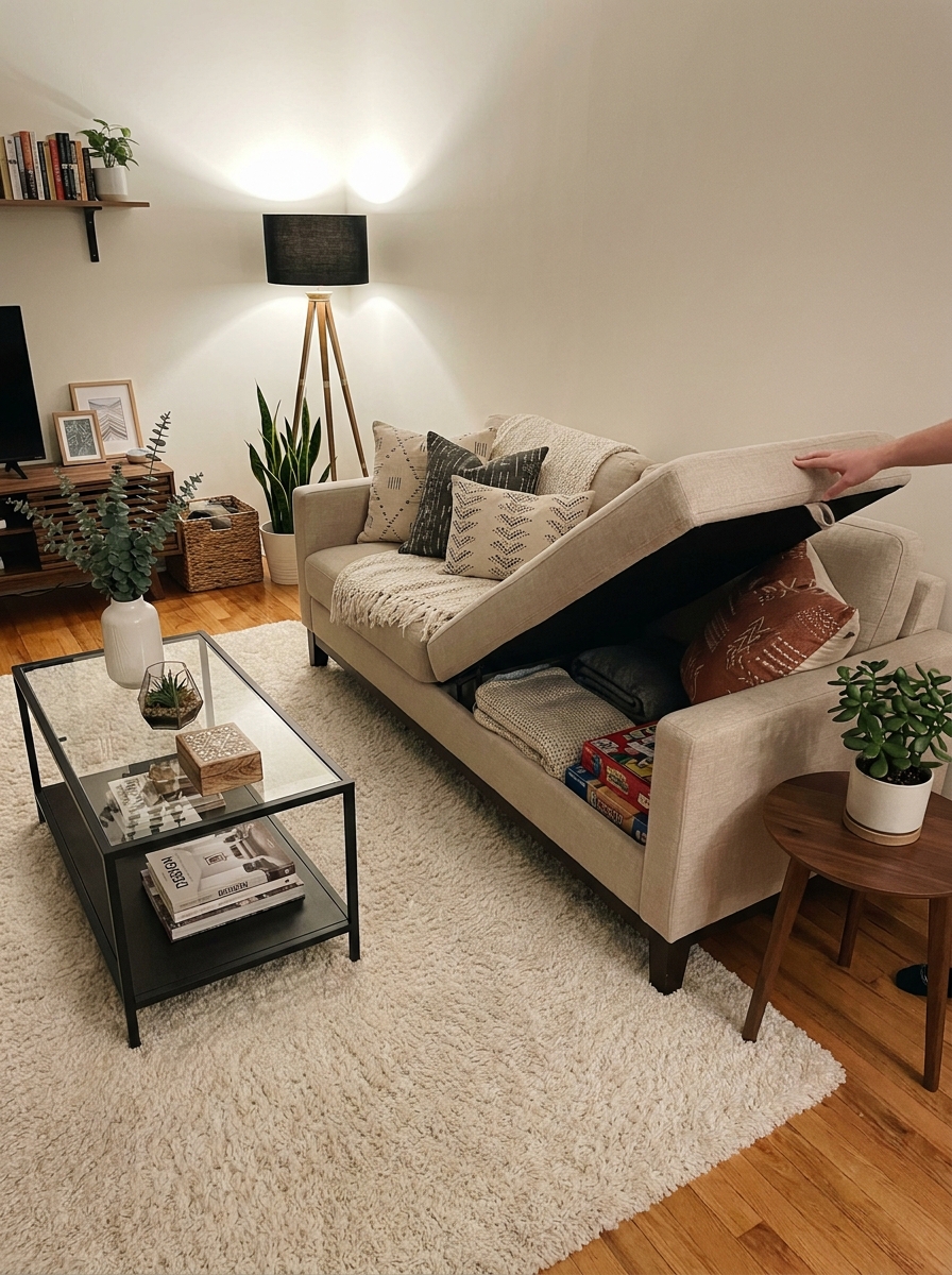 The Sectional with Storage That Hides Your Clutter