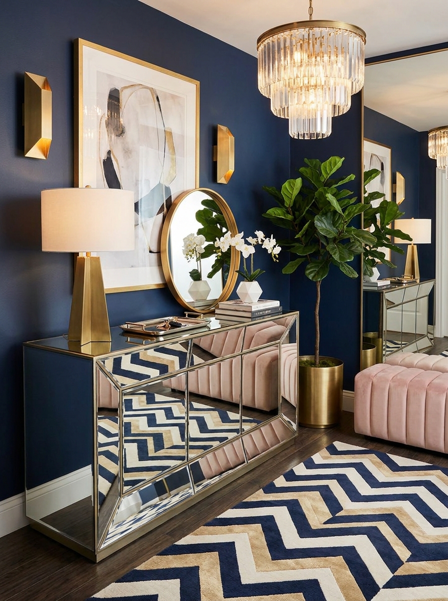 Mirrored Furniture Reflecting Geometric Patterns