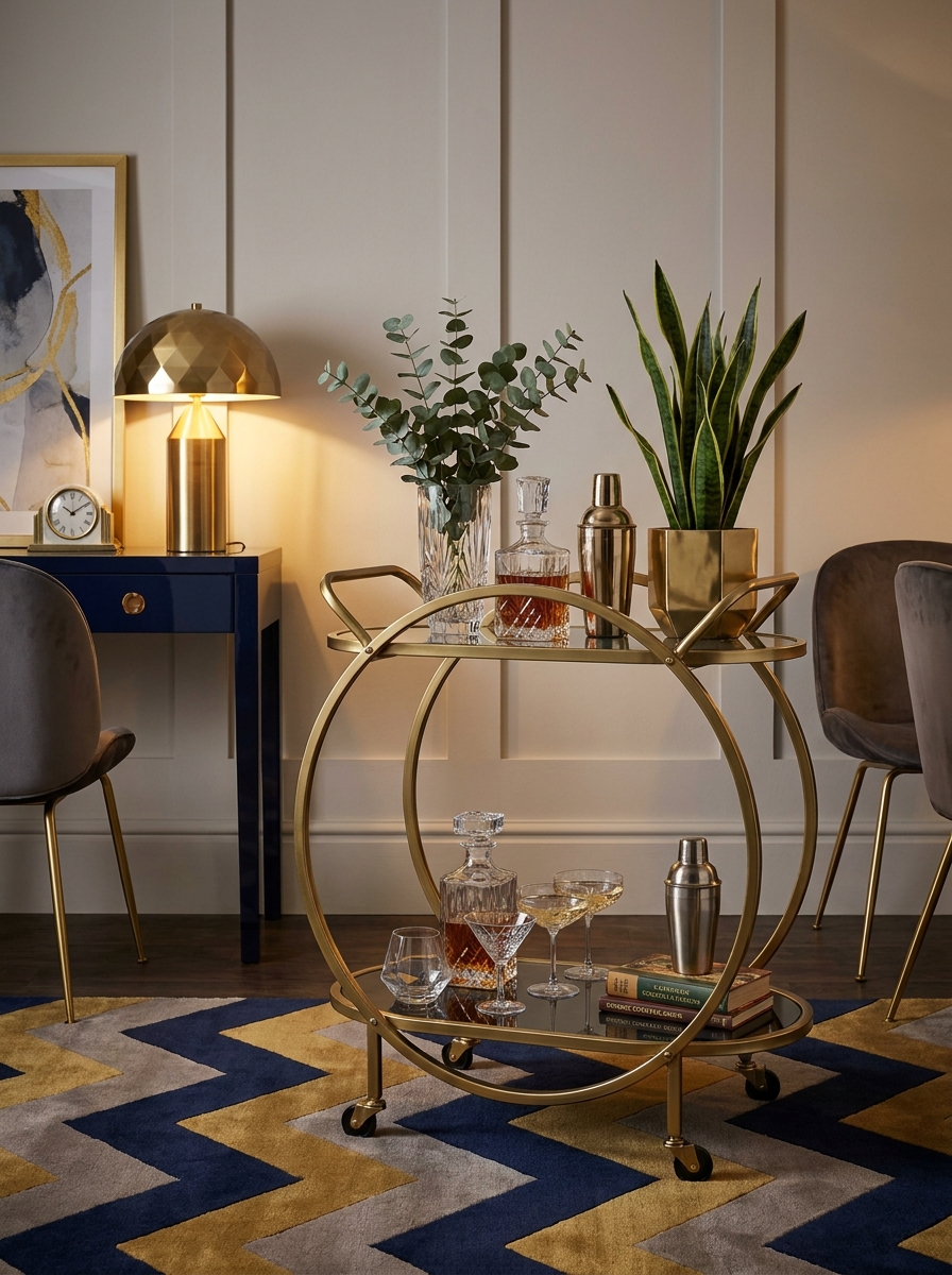 Curved Bar Carts and Cocktail Stations