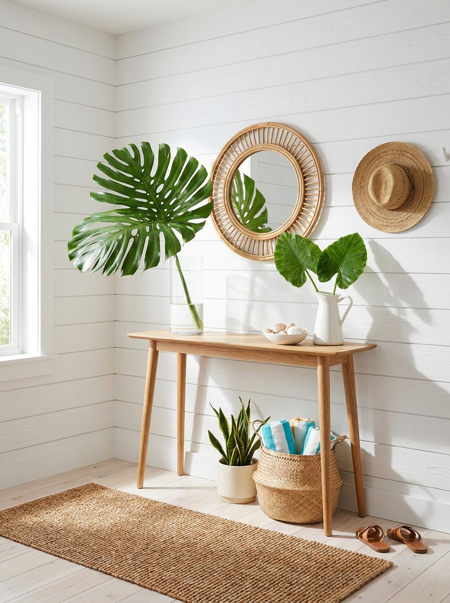 Bring in Oversized Tropical Leaves in Simple Vases