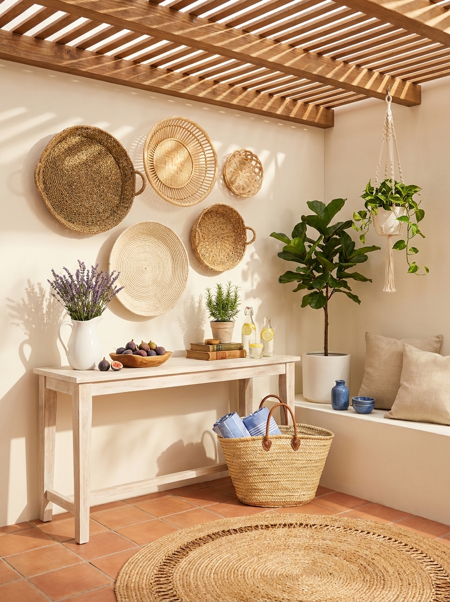 Hang Woven Baskets on Walls for Texture and Summer Character