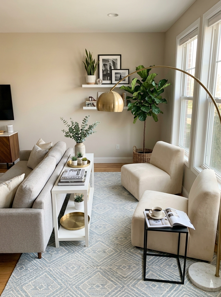 Arrange Seating in an L-Shape to Define the Space Without Blocking Flow