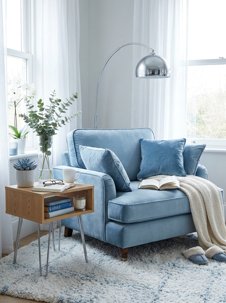The Icy Blue Reading Corner That Becomes Your New Happy Place