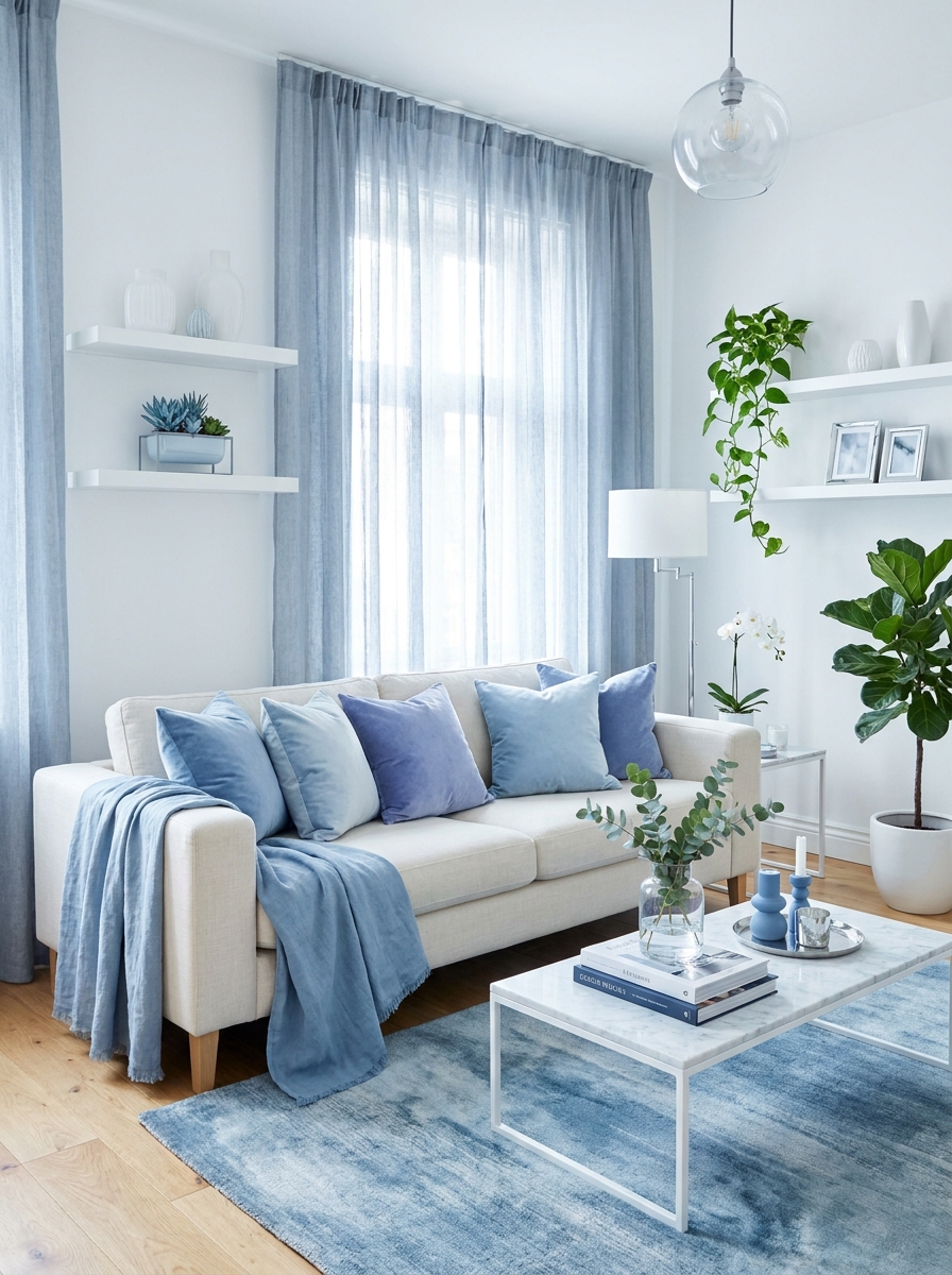 The Icy Blue Throw Pillows and Textiles That Tie It All Together