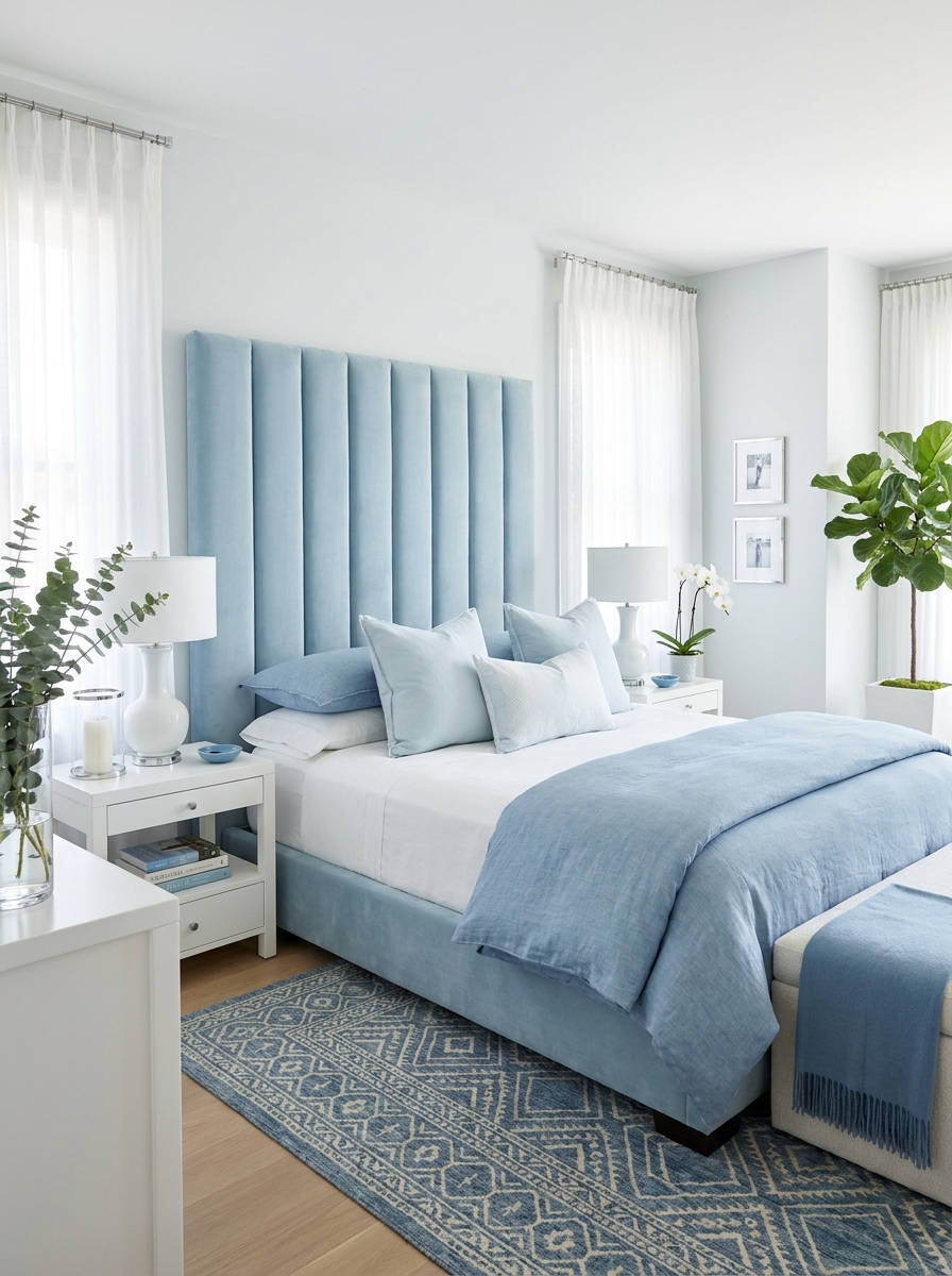The Statement Icy Blue Headboard That Transforms Your Sleep Space