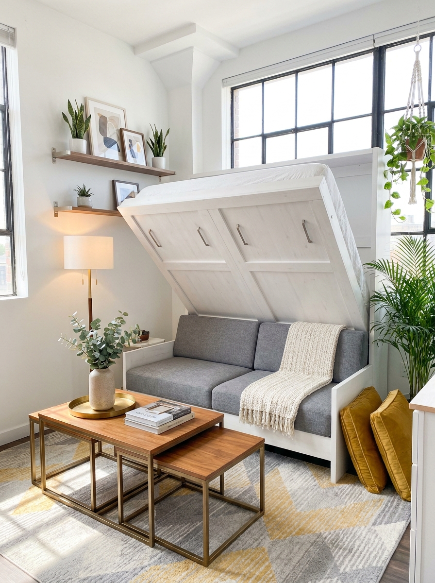 The Murphy Bed Hack With Built-In Living Room Seating