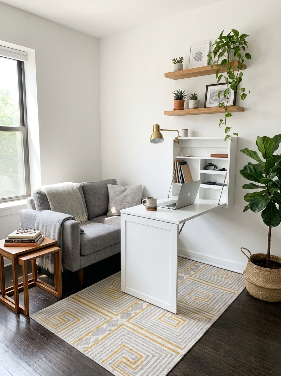 The Wall-Mounted Desk That Disappears After Work Hours