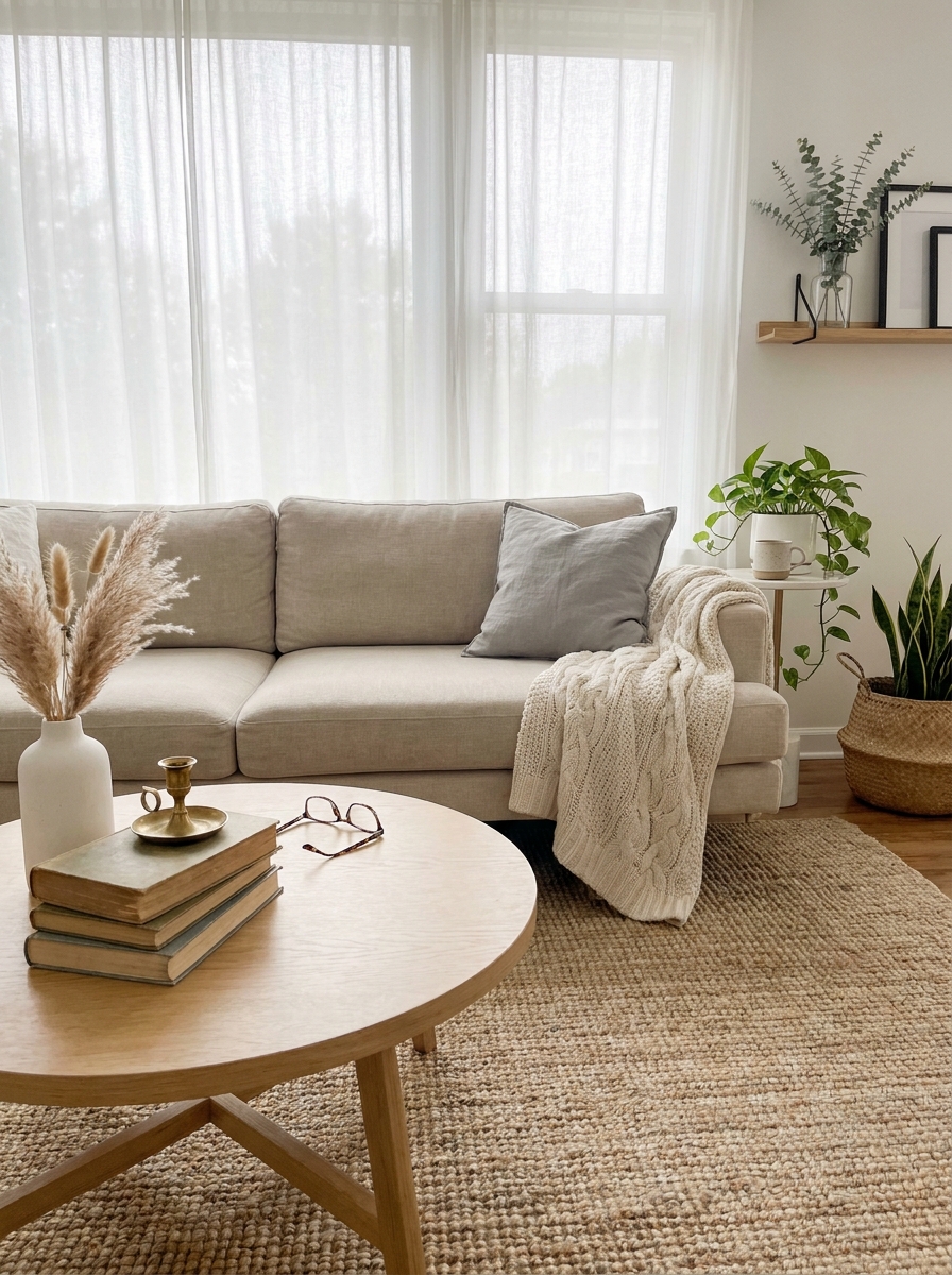 Create Depth with a Textured Rug (Even a Cheap One Works)
