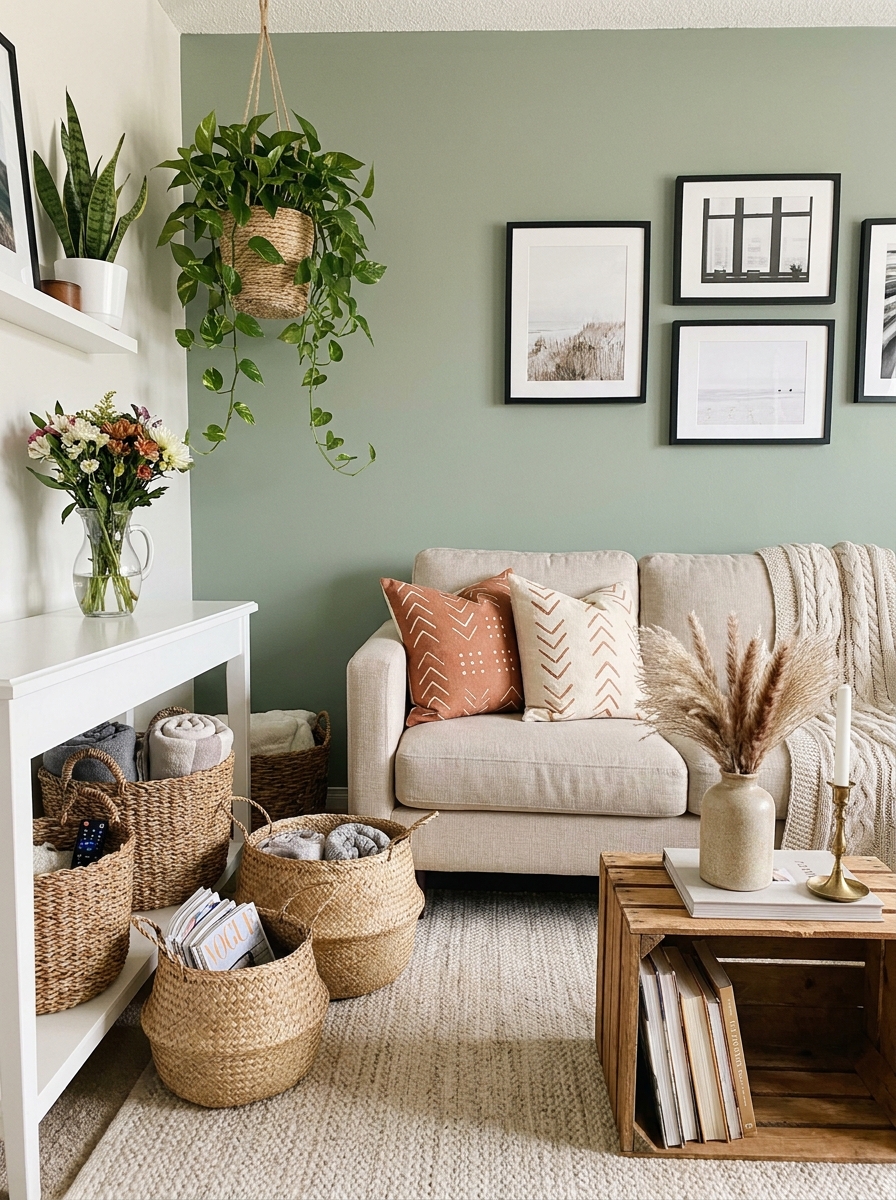 Use Baskets for Stylish Hidden Storage