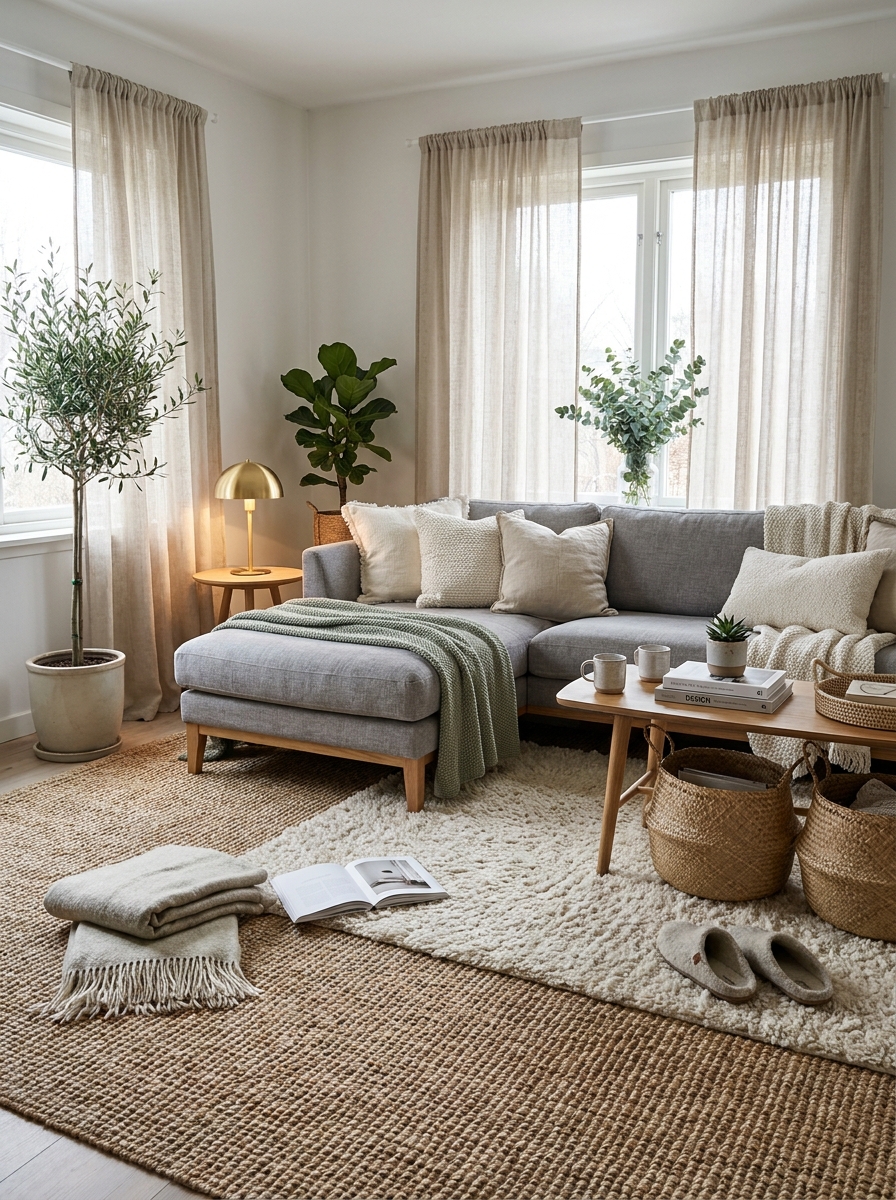 Incorporate a Soft Area Rug (or Layer Two)