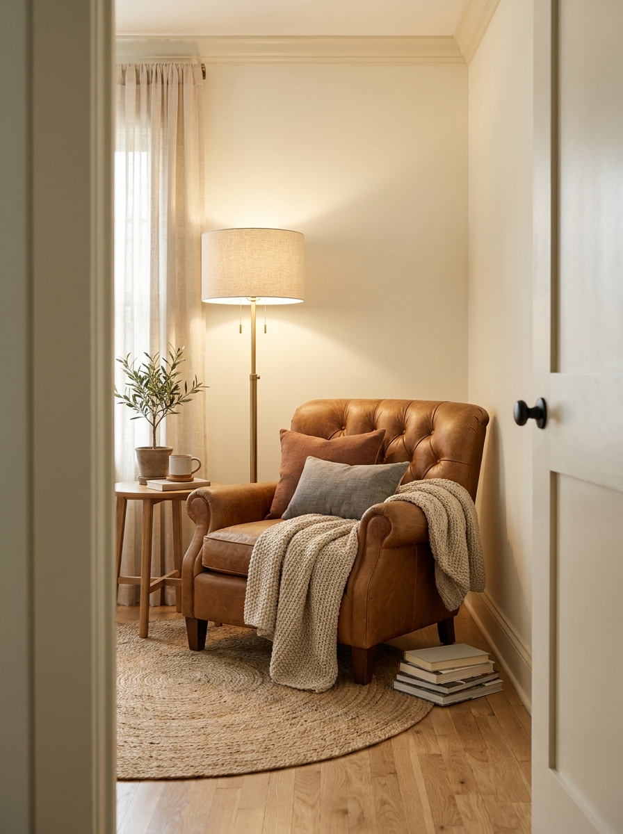 Create a Reading Nook with a Cozy Chair and Lamp