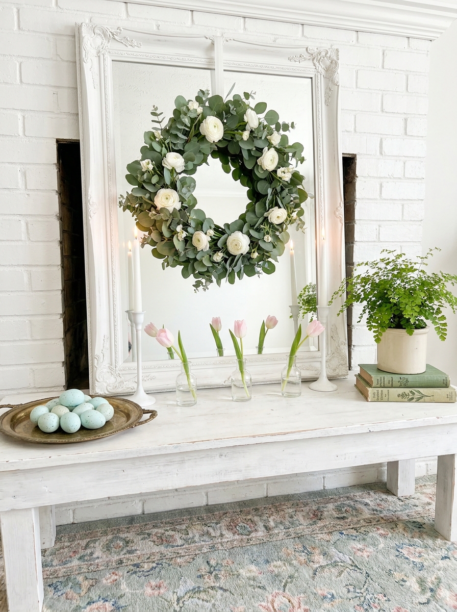 Layered Mirror Gallery with Botanical Wreaths