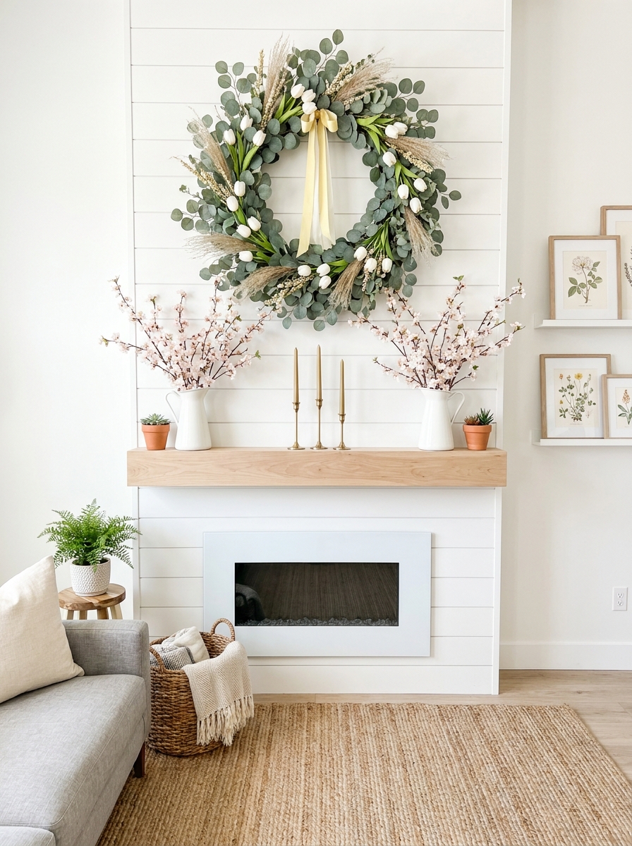Oversized Spring Wreath as Statement Backdrop