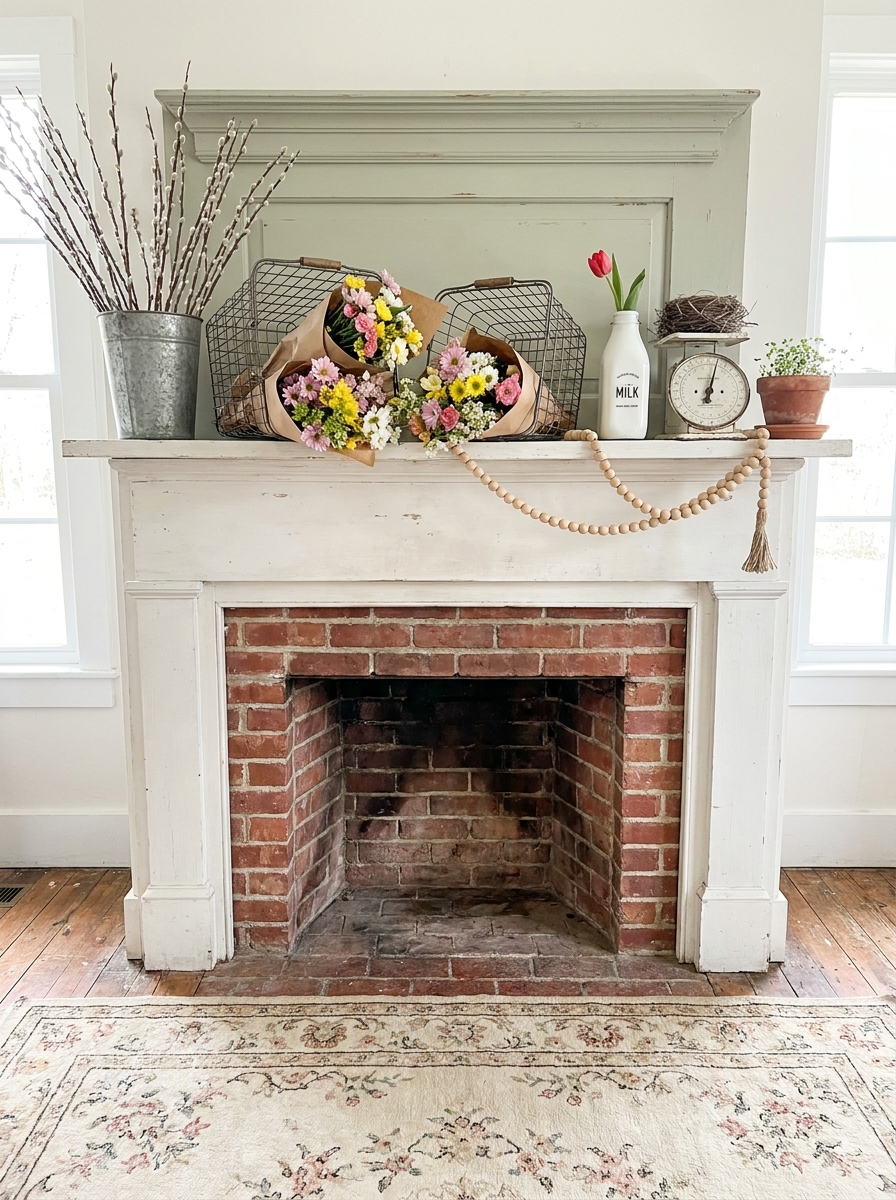 Farmhouse Market Basket Display with Wildflowers
