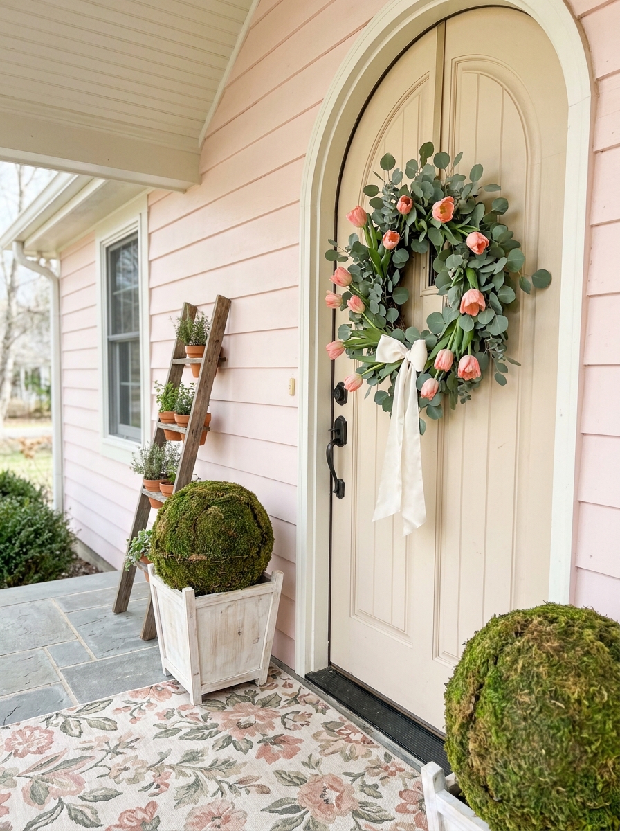 Fresh Eucalyptus and Tulip Door Wreath