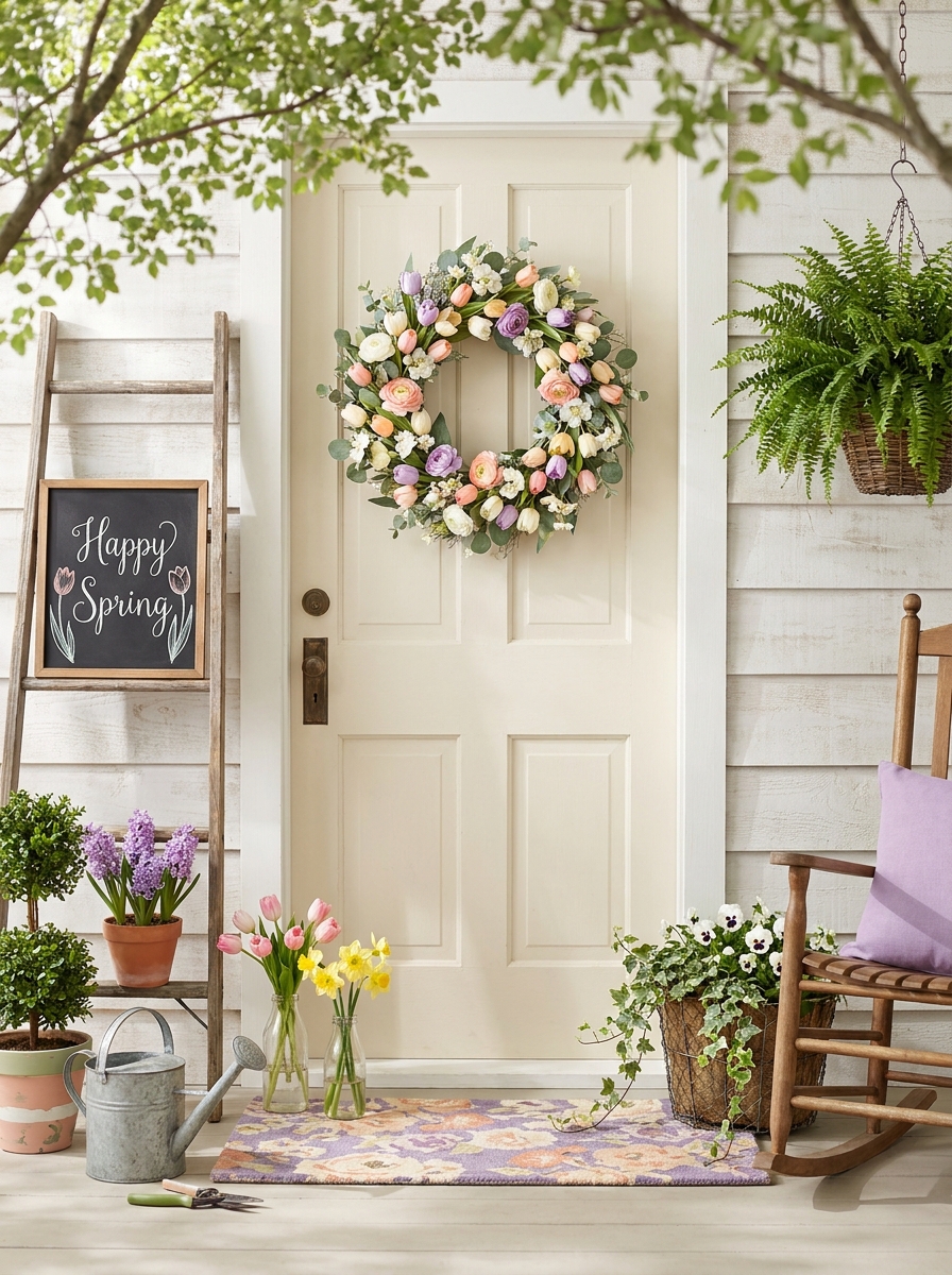Chalkboard Welcome Sign with Seasonal Spring Sayings