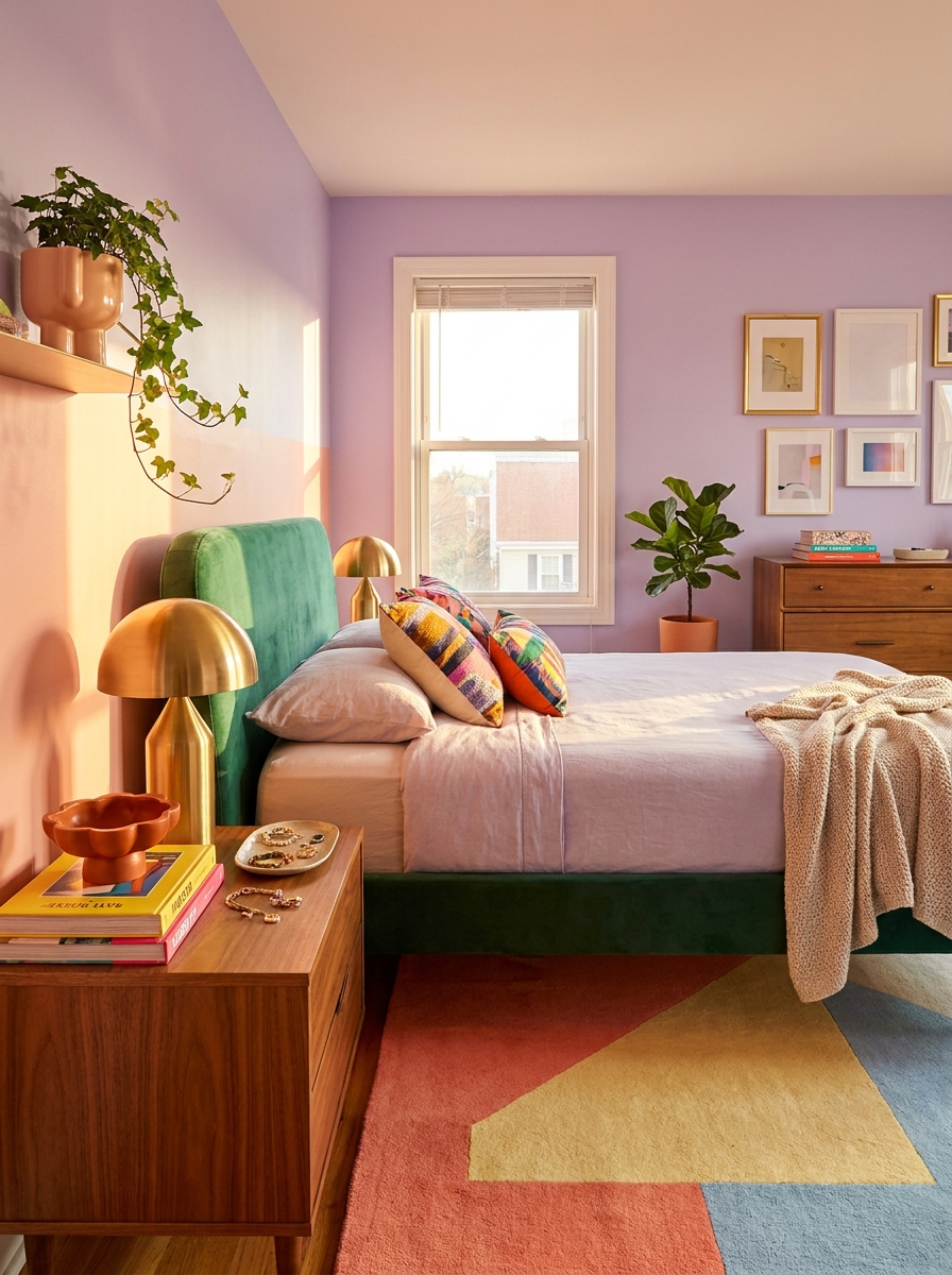 Unexpected Color Blocking Makes Rooms Pop