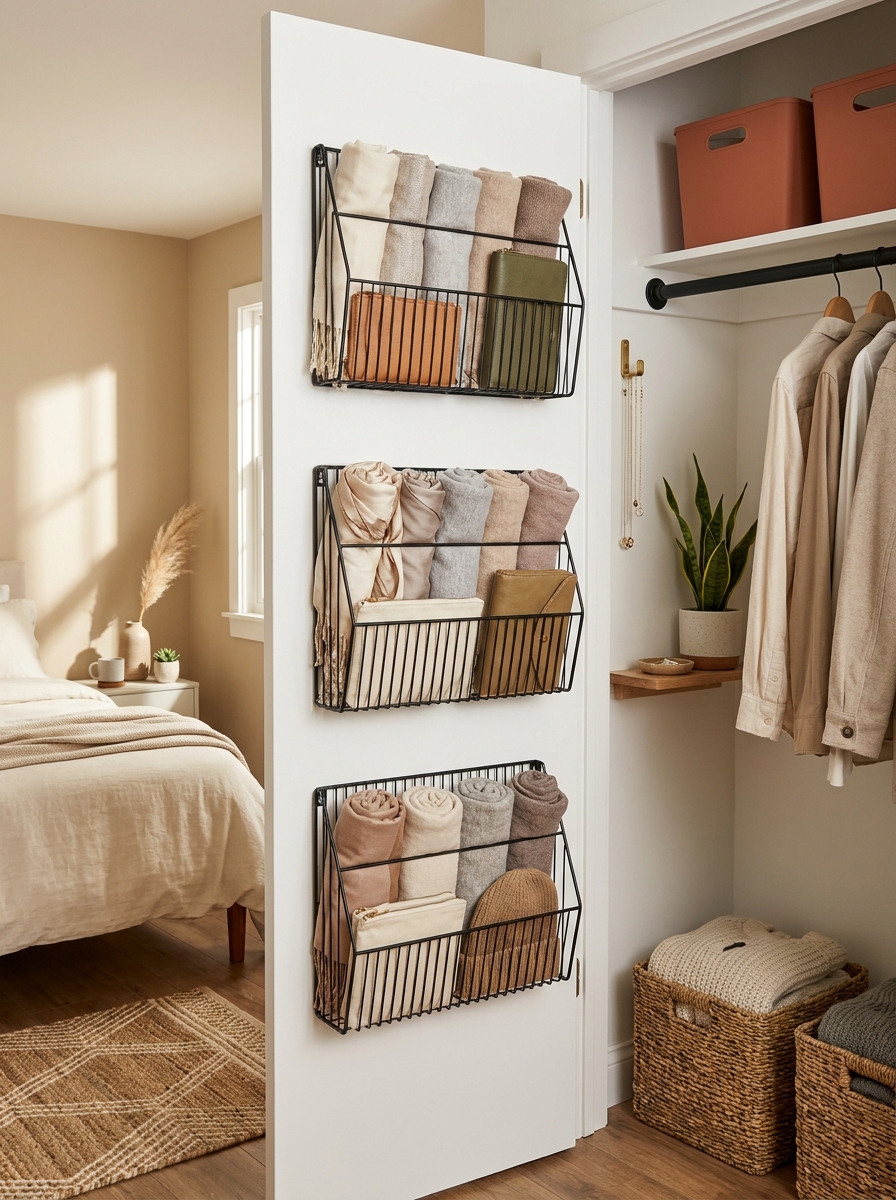 Magazine Rack Mounted Inside the Closet Door