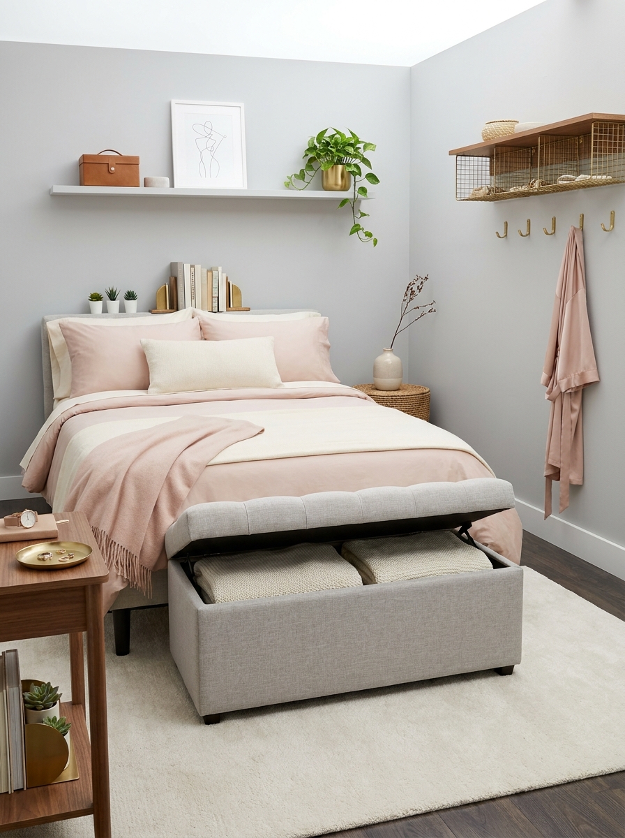 Storage Ottoman at the Foot of the Bed