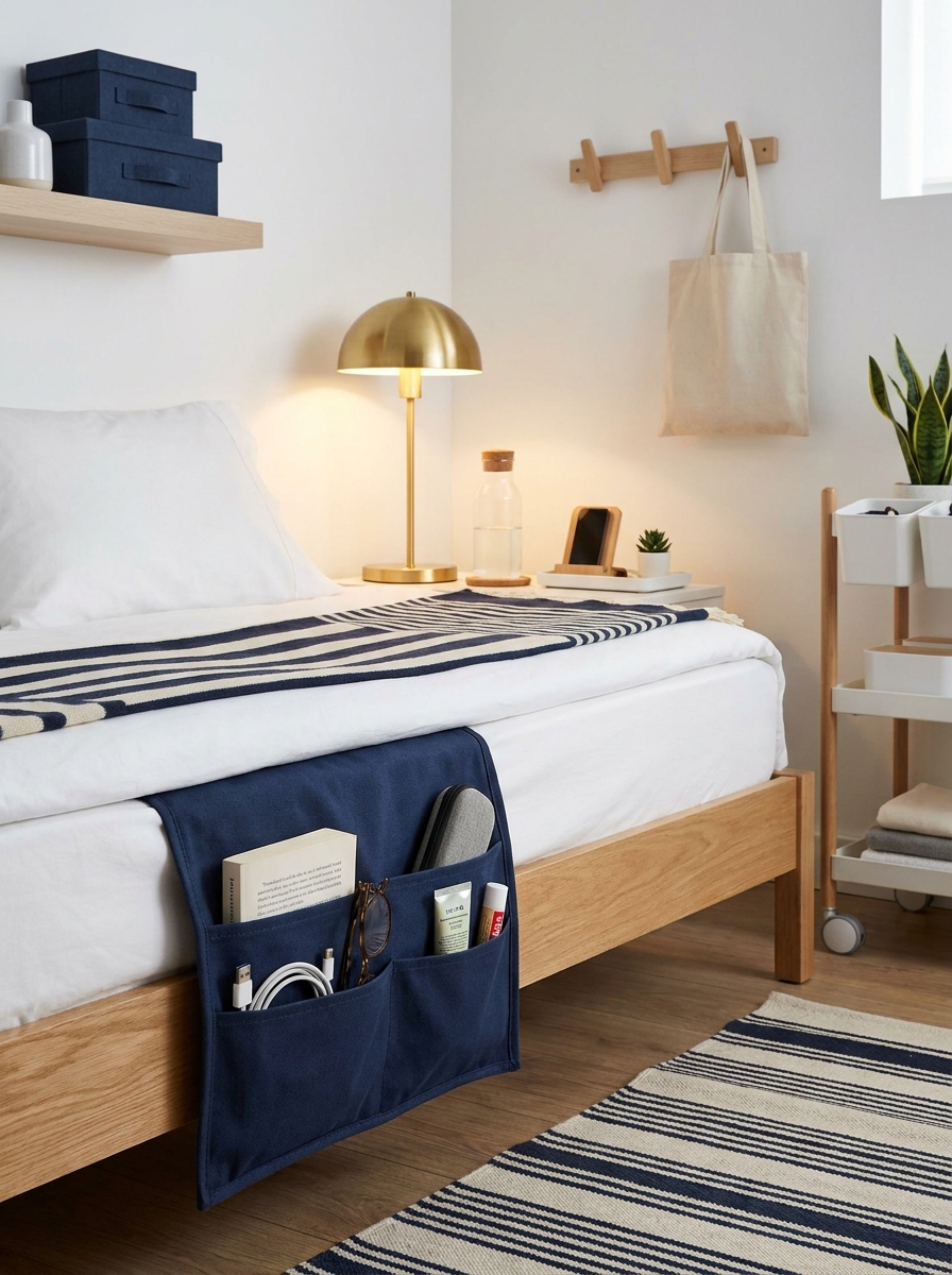 Bedside Caddy Hanging From the Mattress