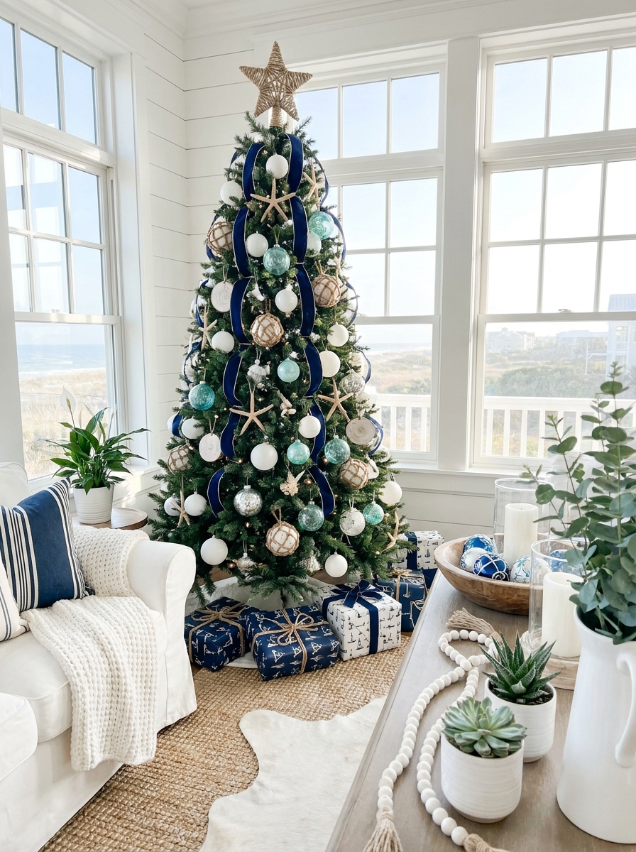 Coastal Christmas with Blues and Whites