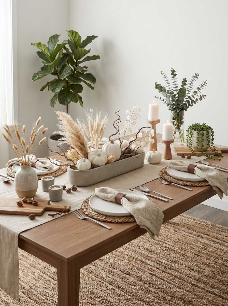 Modern Neutral Thanksgiving with Natural Elements