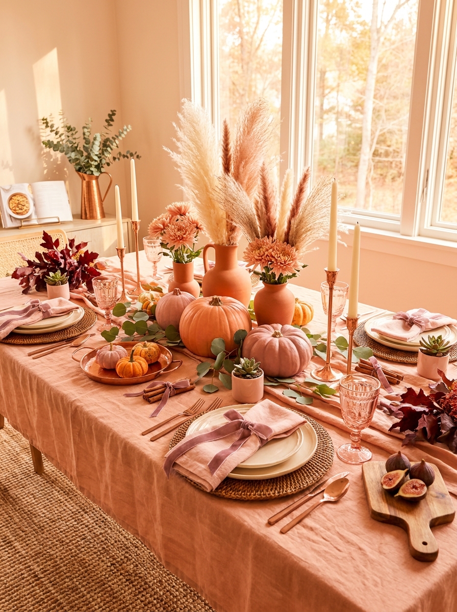 Sunset-Inspired Orange and Pink Unexpected Fall Table