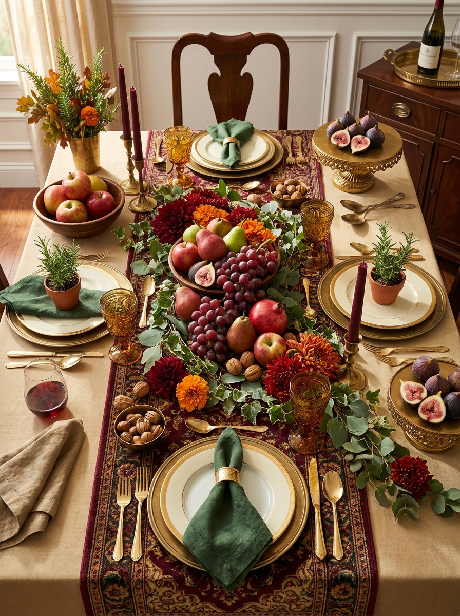 Abundant Fruit and Flower Harvest Celebration Table