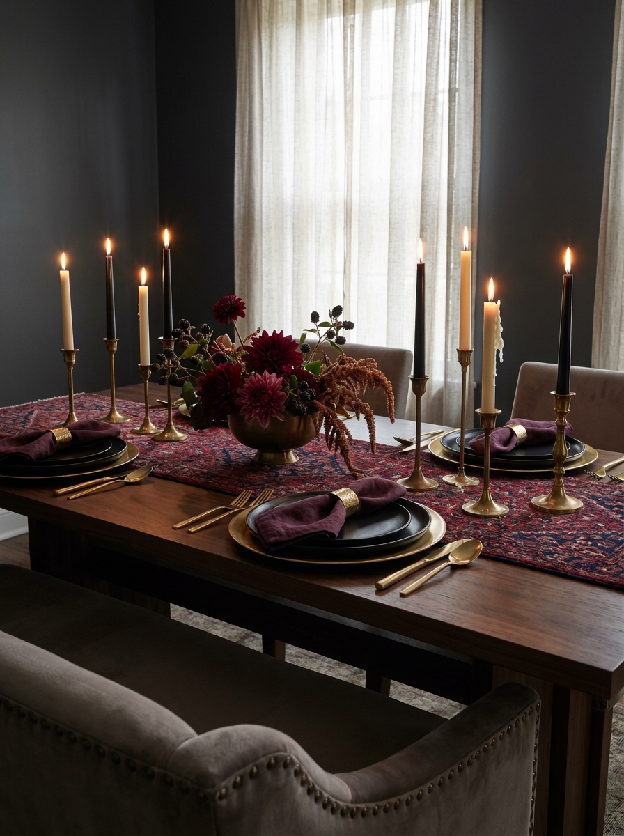 Moody Candlelit Harvest Table