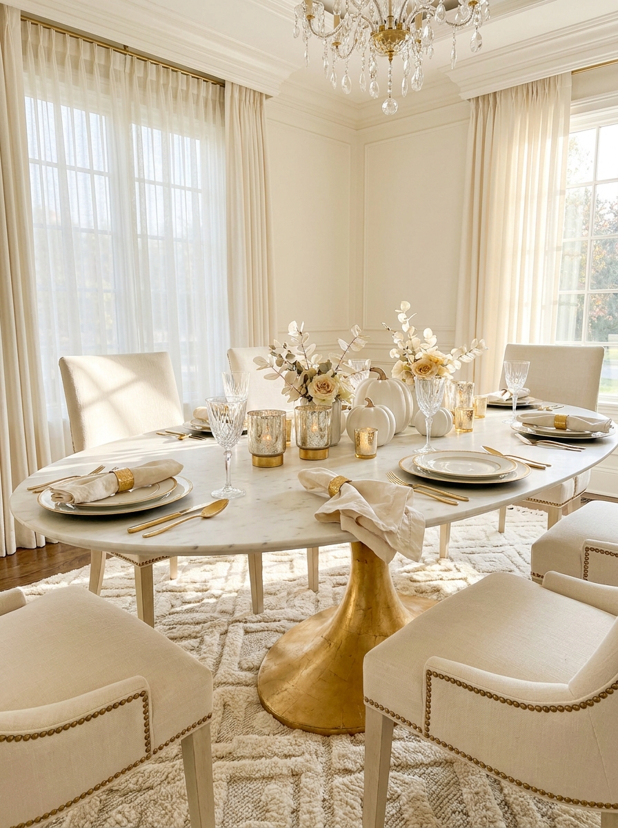Elegant White and Gold Thanksgiving