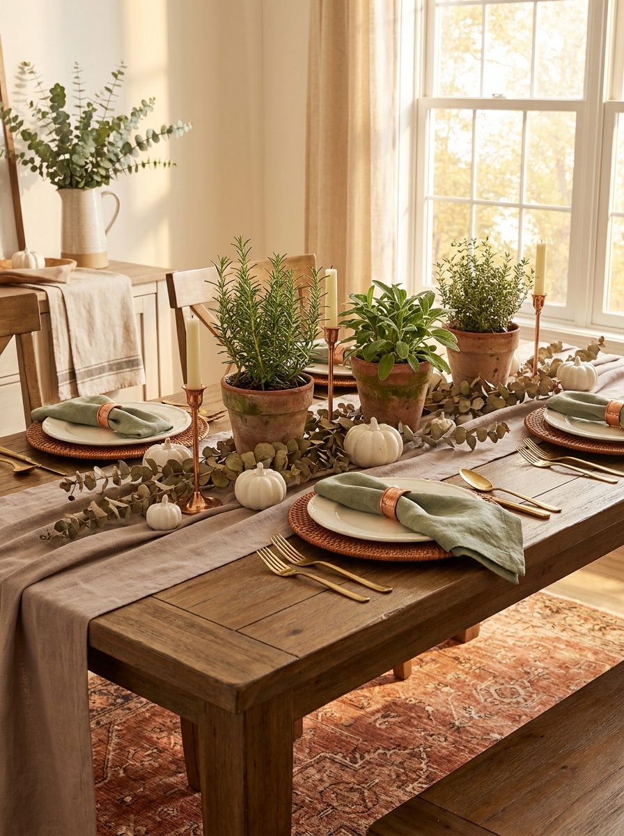Terracotta and Sage Garden-Inspired Table