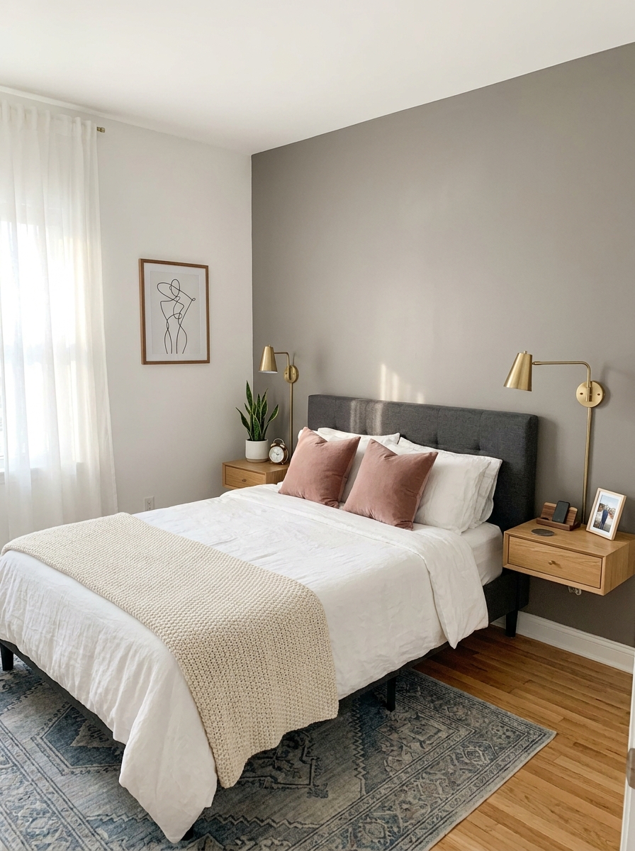 Floating Nightstands Save Serious Floor Space