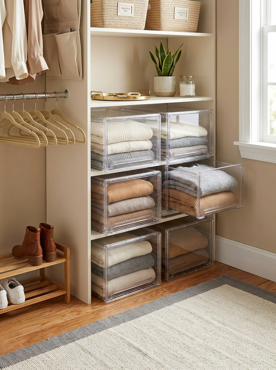 Stackable Clear Bins That End The Sweater Avalanche