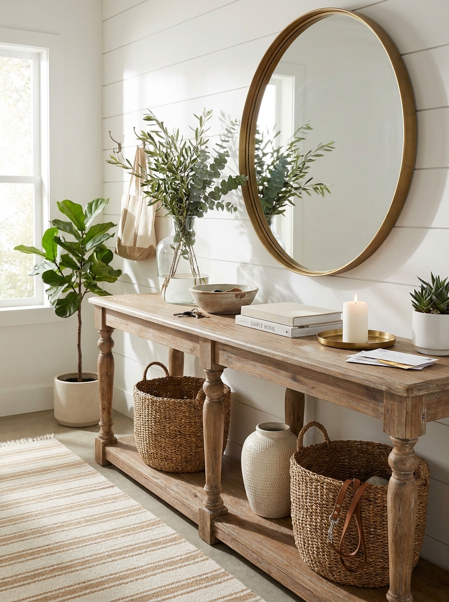 Farmhouse Console Tables in Weathered Wood