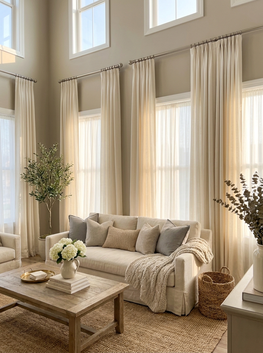 Brushed Nickel Curtain Rods with That Clean Hardware Look