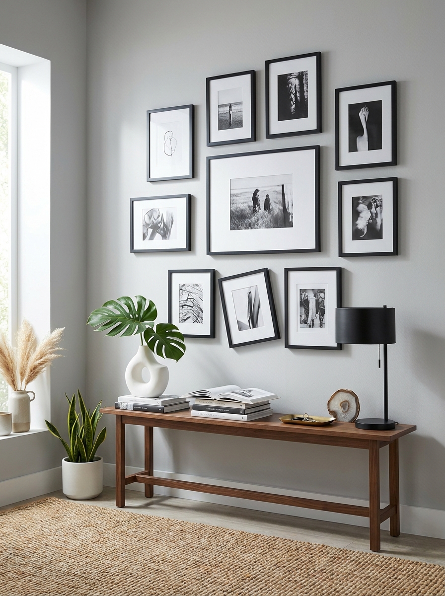 Matte Black Picture Frame Gallery Set with Thin Profile
