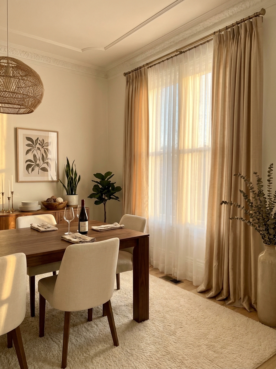 Layer Sheers Behind Heavier Drapes on Two Rods