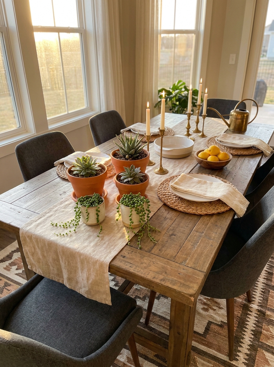 Create a Dining Table Centerpiece with Potted Plants