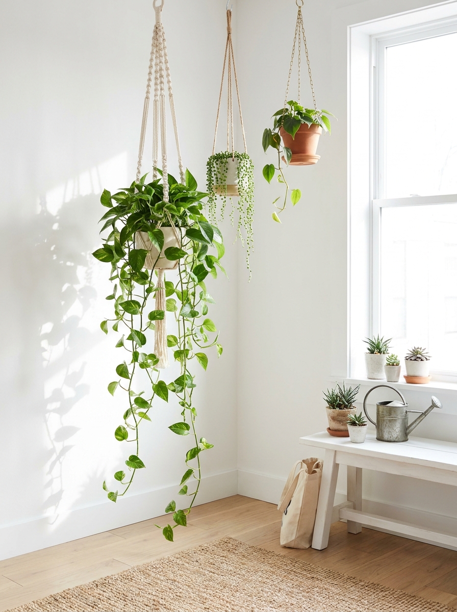 Hang Trailing Plants at Different Heights