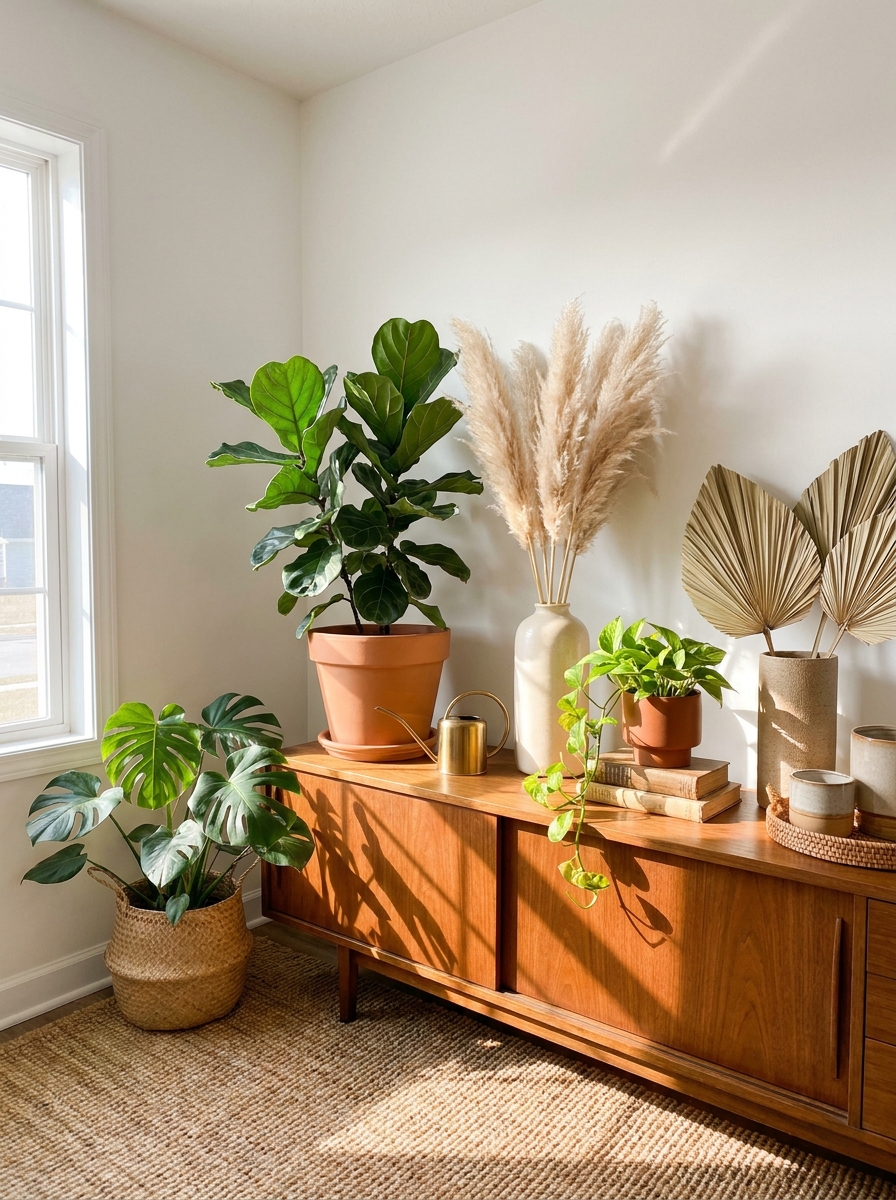 Mix Live Plants with Dried Stems for Year-Round Interest