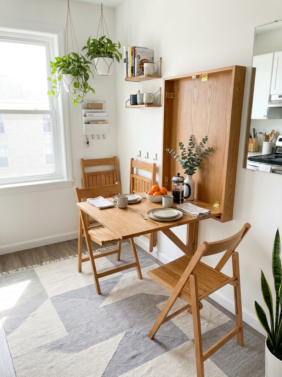 Wall-Mounted Drop-Leaf Tables That Vanish