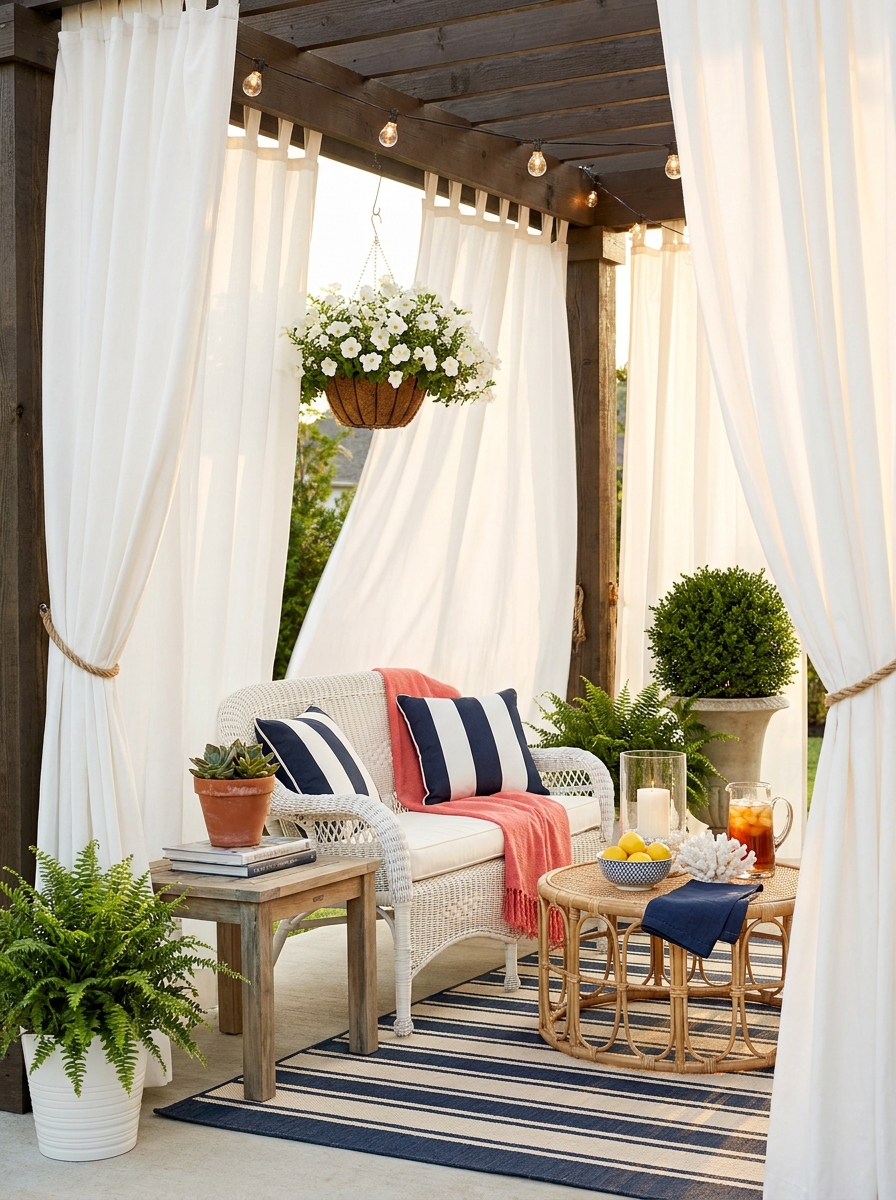 Hang Flowing Outdoor Curtains for Privacy and Drama